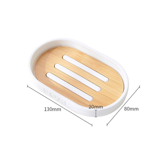 Vit tvålkopp med insats i bambu