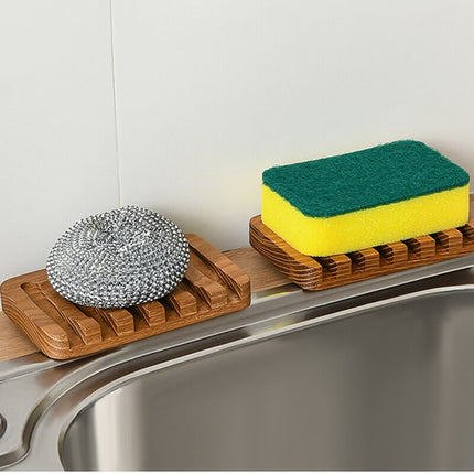 Rektangulär tvålkopp i naturligt trä