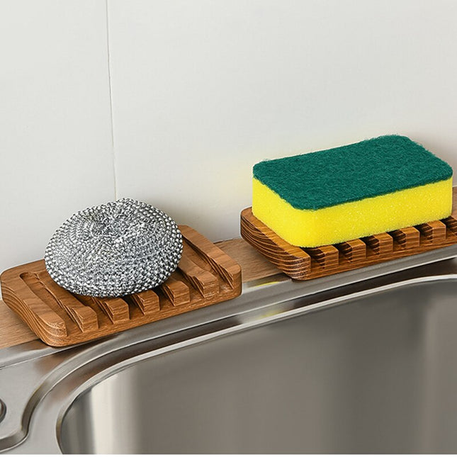 Rektangulär tvålkopp i naturligt trä