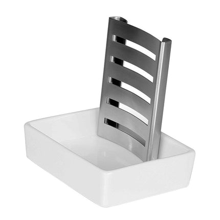 Tvålhållare i keramik och rostfritt stål