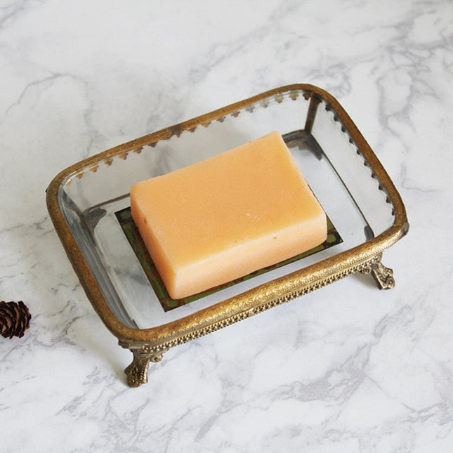 Tvålfat i glas med mässingsram