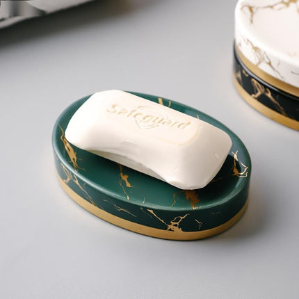 Oval tvålkopp i svart marmorimitation