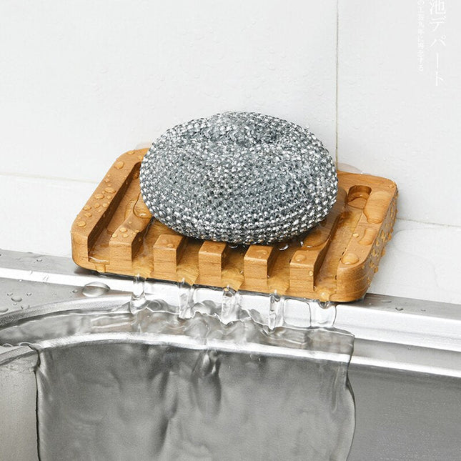 Rektangulär tvålkopp i naturligt trä