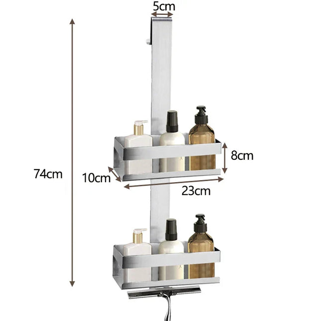 Hängande duschkorg för duschvägg i metall