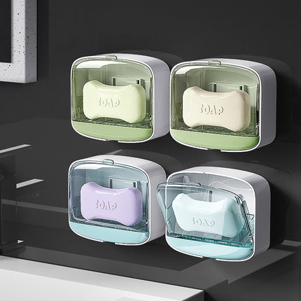 Väggmonterad tvålask med lock självhäftande