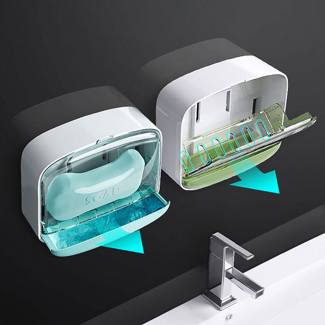 Väggmonterad tvålask med lock självhäftande