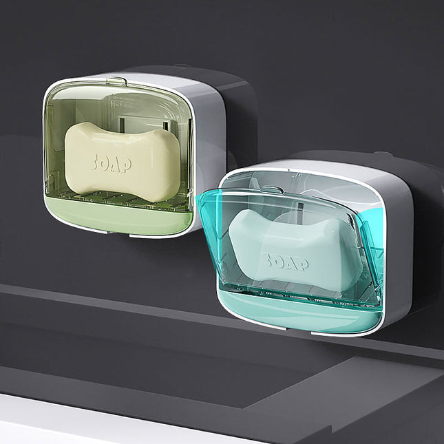 Väggmonterad tvålask med lock självhäftande