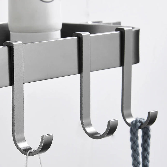 Svart duschhylla för montering på duschstång