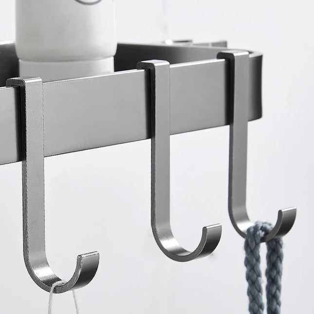 Svart duschhylla för montering på duschstång