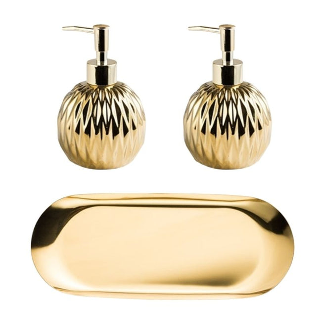 Lyxig guldfärgad tvålpump i keramik