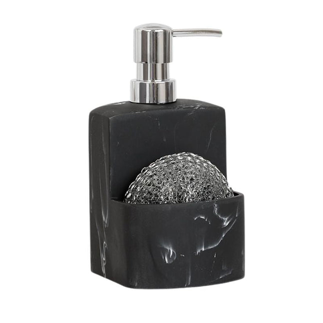 Tvålpump med svamphållare för köksbänken