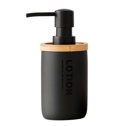 Svart tvålpump med lock i bambu