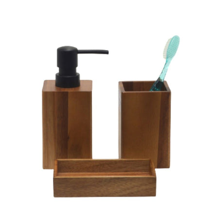 Tvålpump i akaciaträ med svart pump