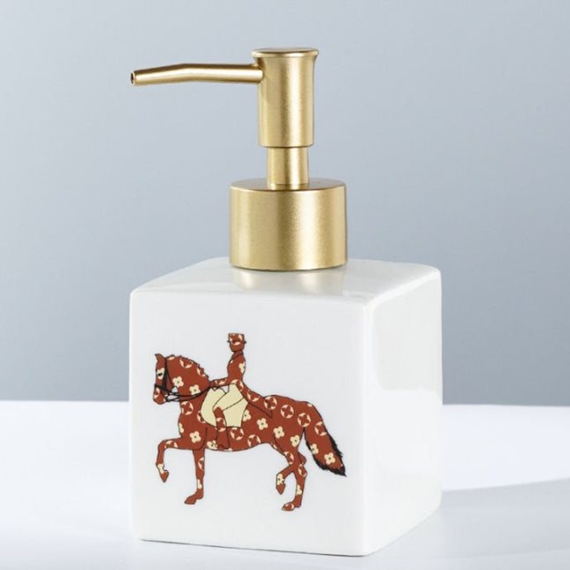 Tvålpump i keramik med hästmotiv