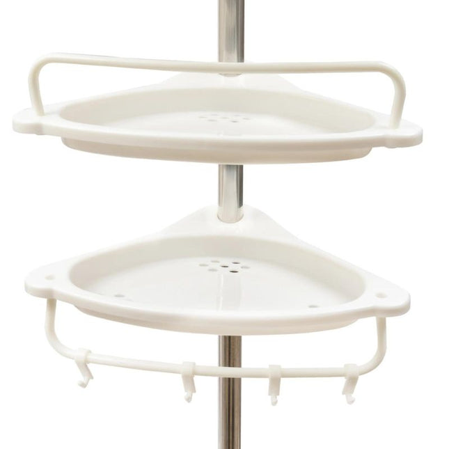 Justerbar teleskopisk hörnhylla för duschen