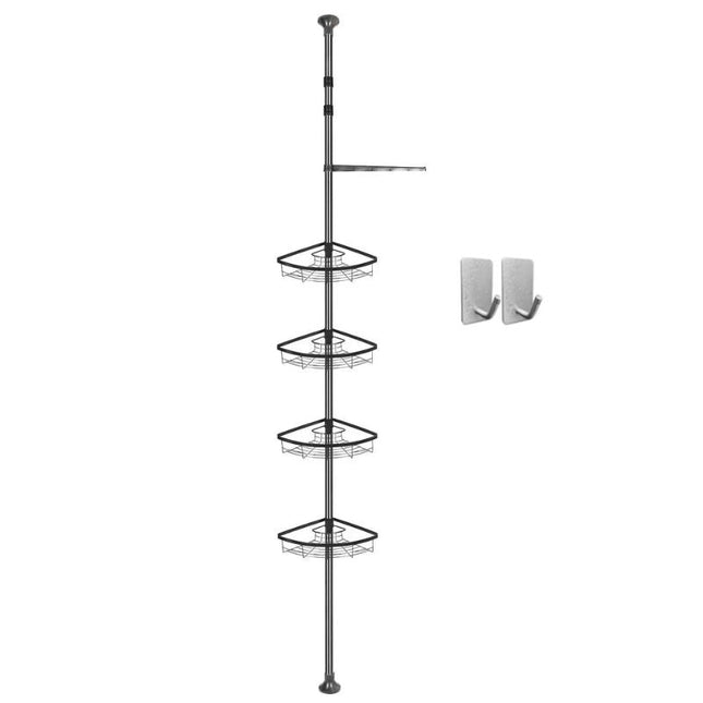 Svart teleskopisk hörnhylla för dusch