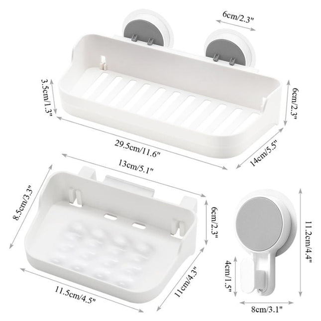 Multifunktionell duschhylla med starka sugproppar