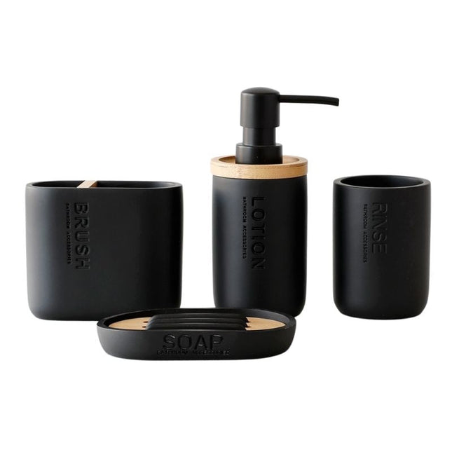 Svart oval tvålkopp med bambugaller