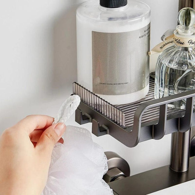 Justerbar tvålkopp för montering på duschstång