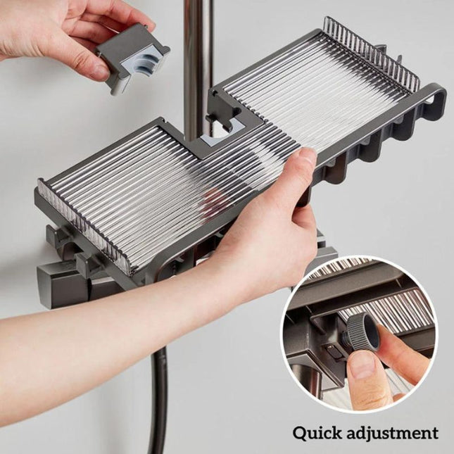 Justerbar tvålkopp för montering på duschstång