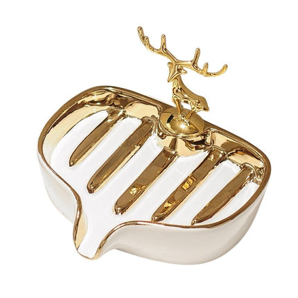 Keramisk tvålkopp med hjort i guld