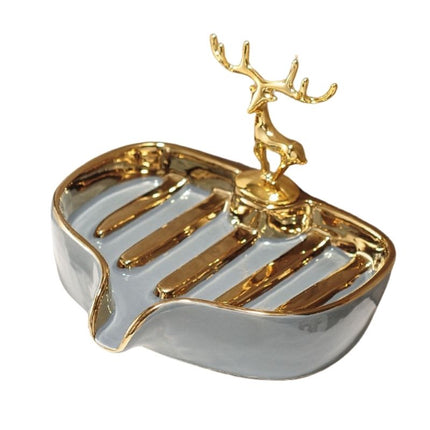Keramisk tvålkopp med hjort i guld