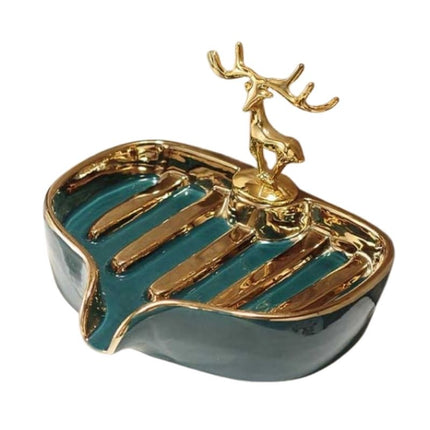 Keramisk tvålkopp med hjort i guld