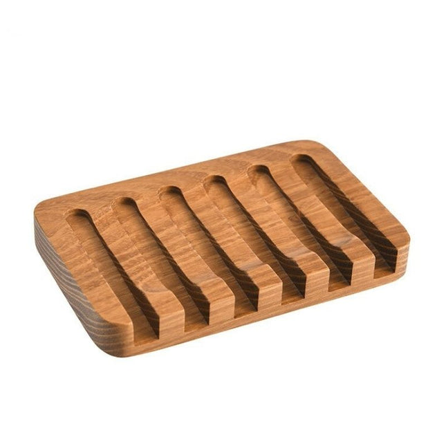 Rektangulär tvålkopp i naturligt trä