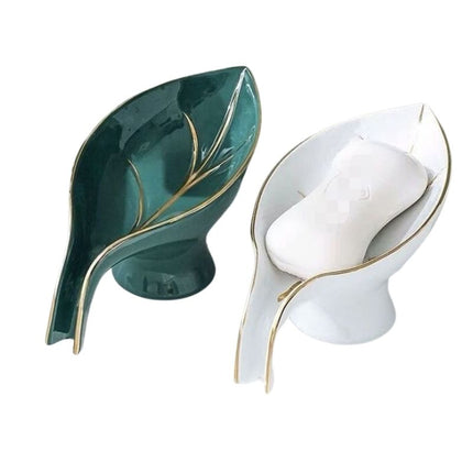 Lövformad tvålkopp i glaserad keramik