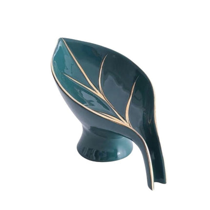 Lövformad tvålkopp i glaserad keramik