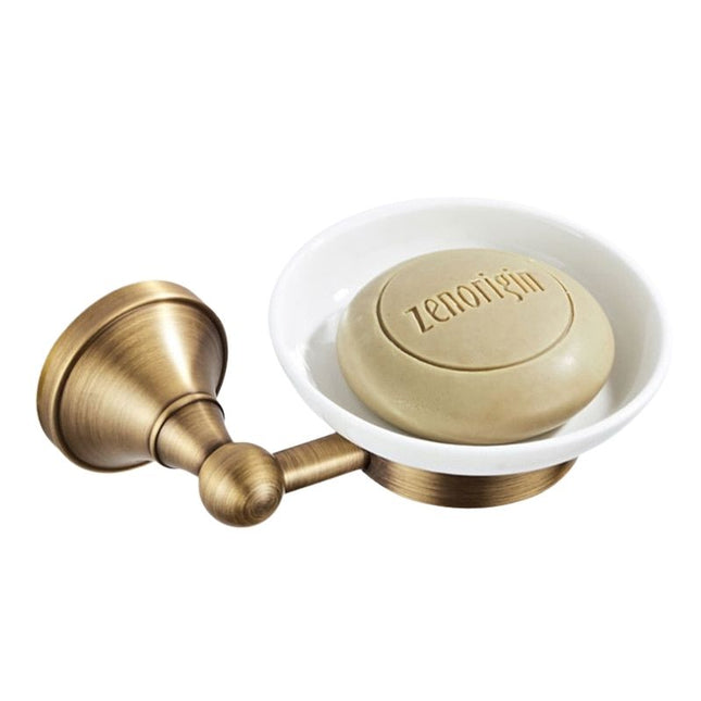 Väggtvålhållare i mässing och keramik