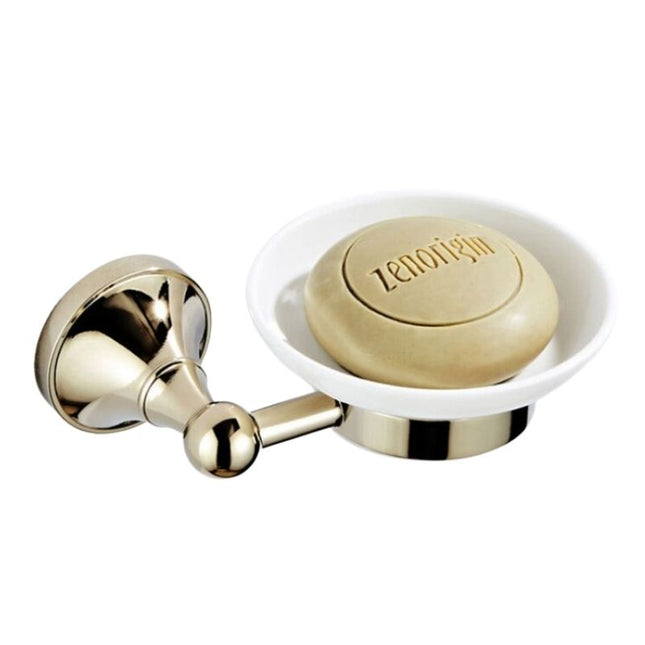 Väggtvålhållare i mässing och keramik