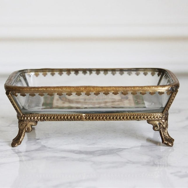 Tvålfat i glas med mässingsram