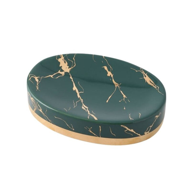 Oval tvålkopp i svart marmorimitation