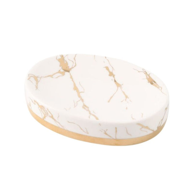 Oval tvålkopp i svart marmorimitation