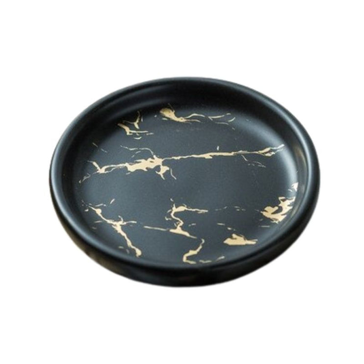 Rund tvålkopp i svart marmorimitation