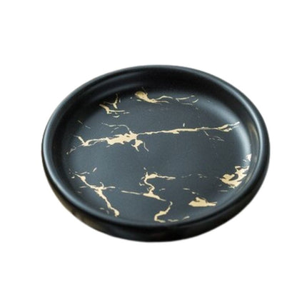 Rund tvålkopp i svart marmorimitation