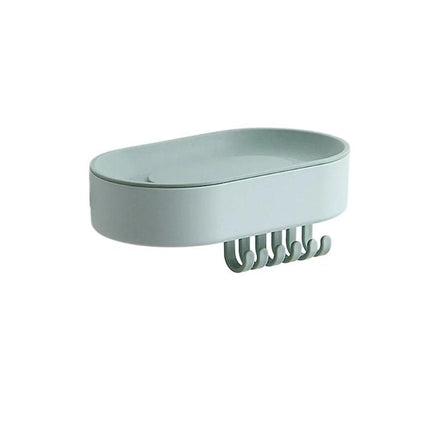 Väggmonterad tvålhållare med praktiska krokar