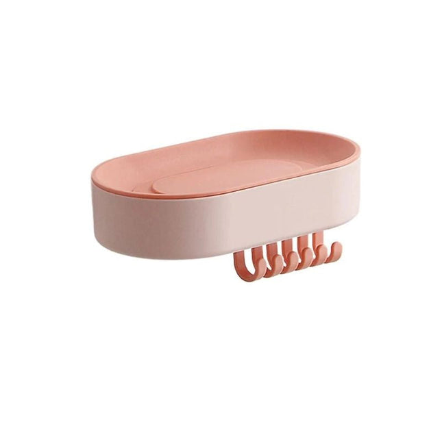 Väggmonterad tvålhållare med praktiska krokar