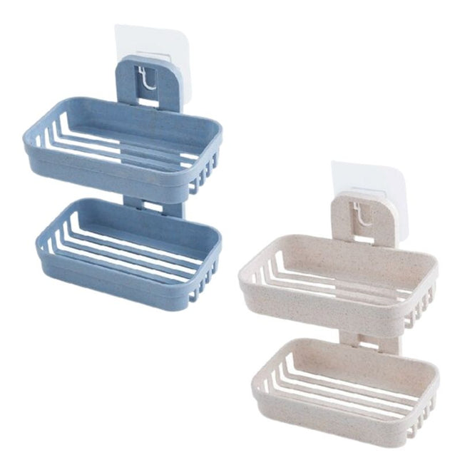 Dubbel väggmonterad tvålhållare för dusch