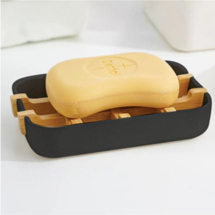 Rektangulär svart tvålkopp i bambu