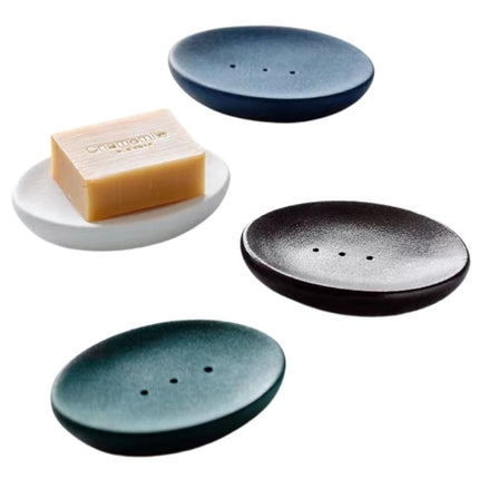 Vit oval tvålkopp med dräneringshål