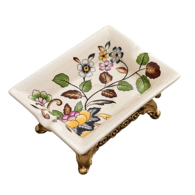 Keramisk tvålkopp med blå blommor