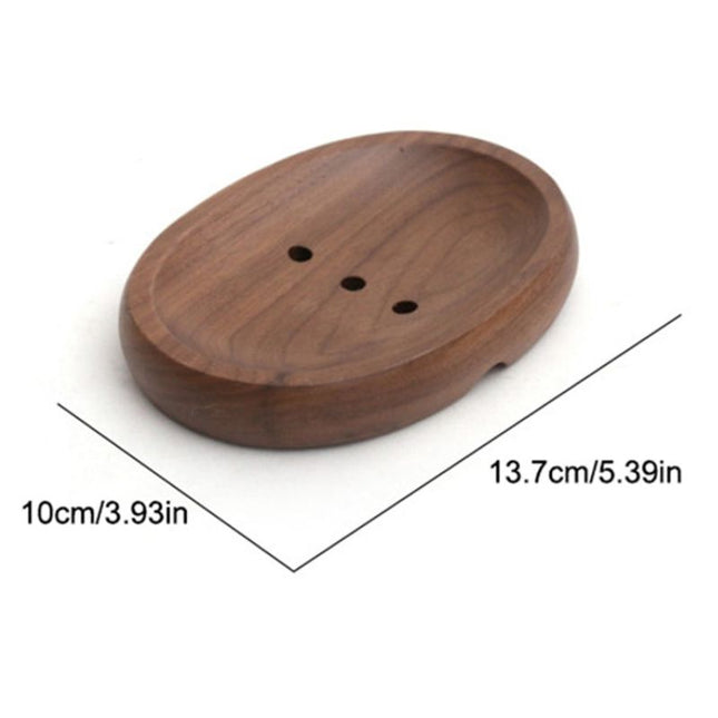 Oval tvålkopp i naturligt mörkt trä