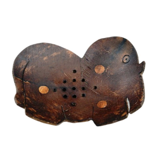 Elefantformad tvålkopp av kokosnötsskal